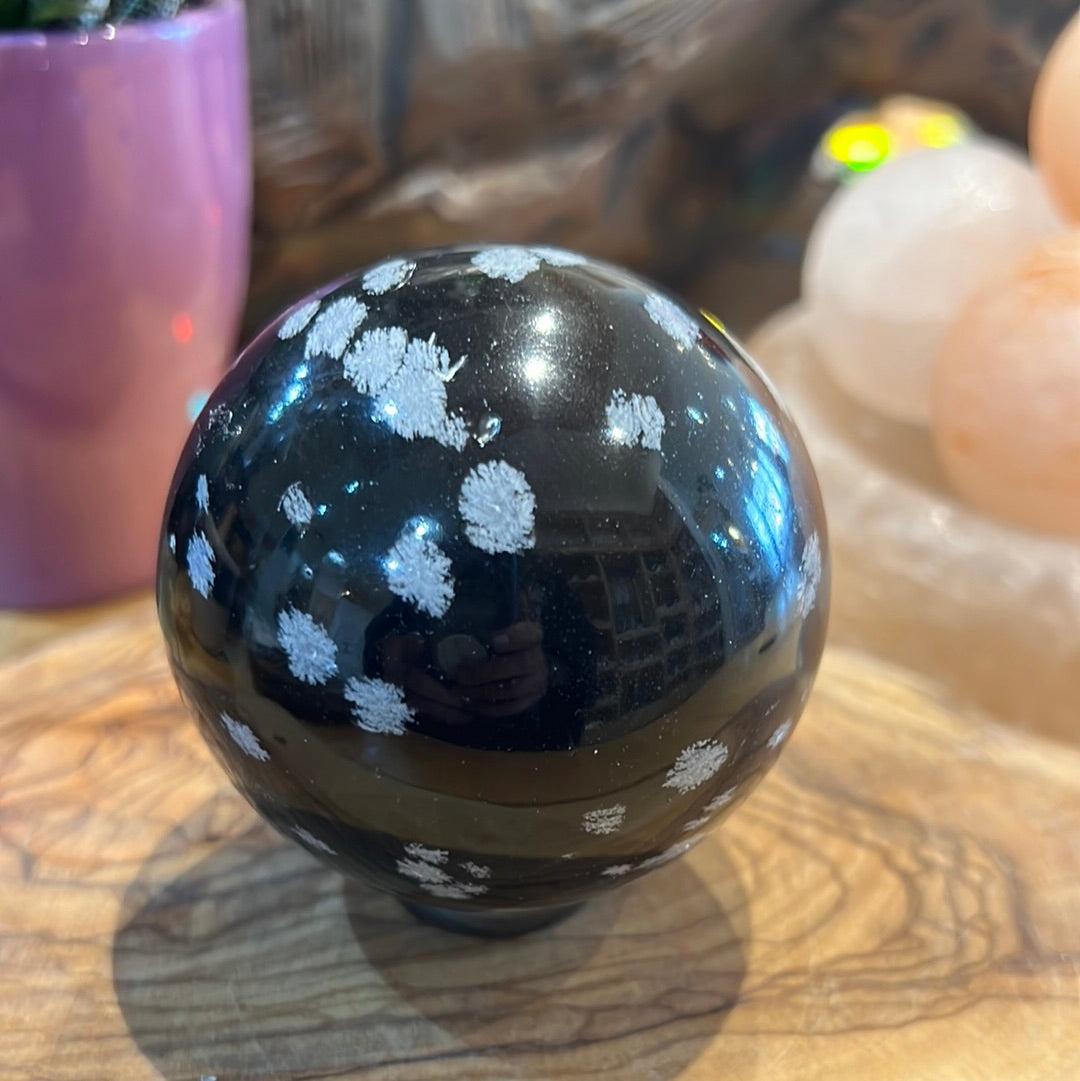 Snowflake Obsidian Sphere