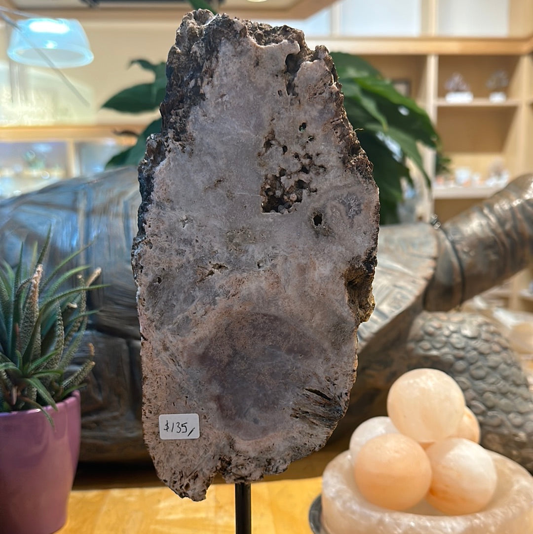 Pink Amethyst Slab on Custom Stand Display - #42