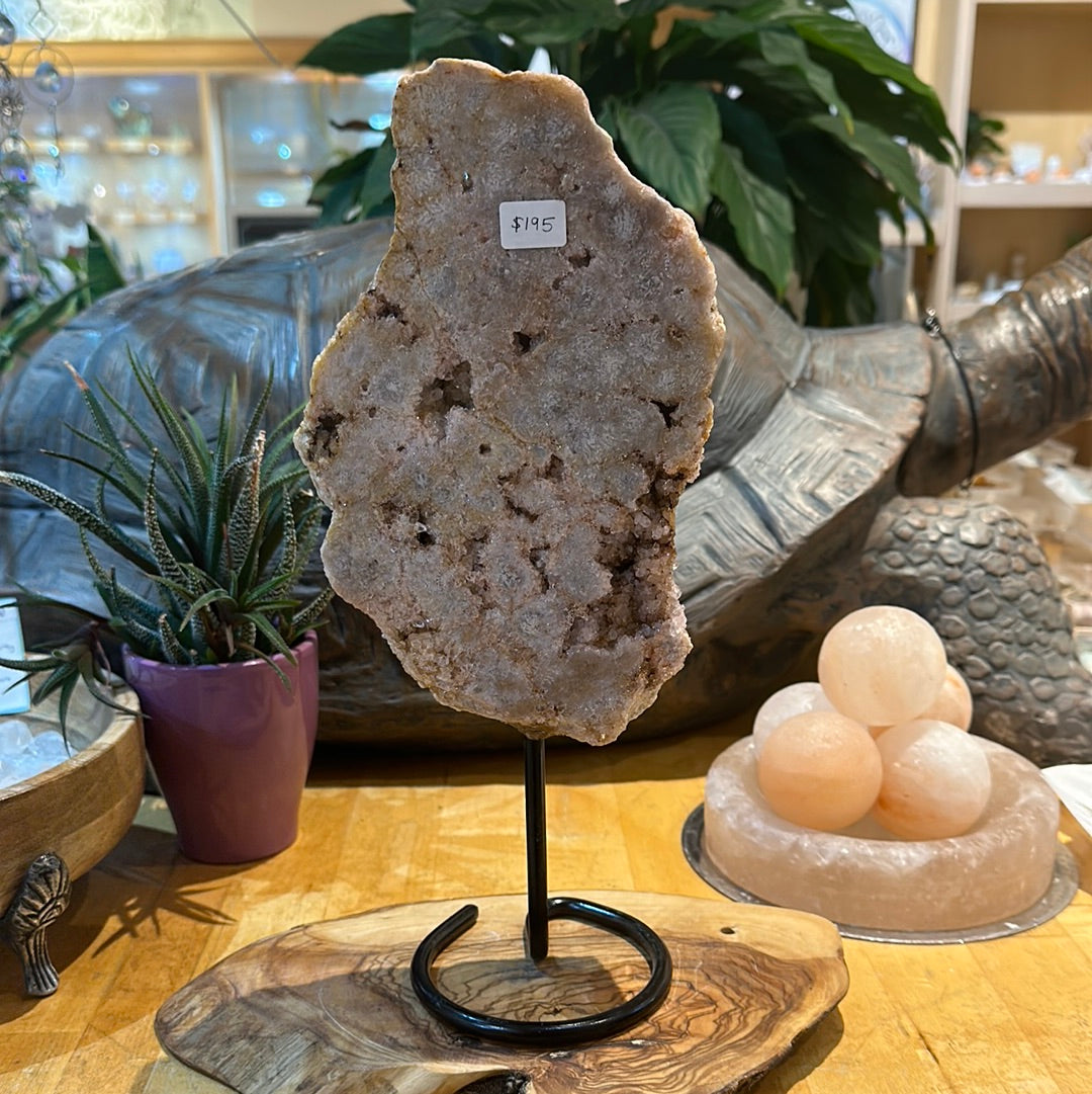 Pink Amethyst Slab on Custom Stand - #38