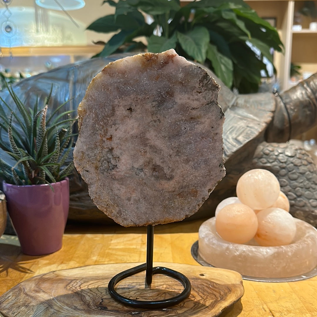 Pink Amethyst Slab on Custom Stand #20