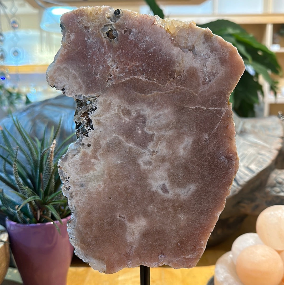 Pink Amethyst Slab on Custom Stand - #18