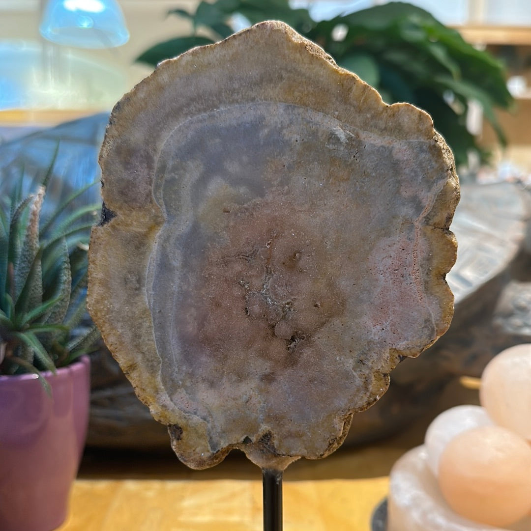 Pink Amethyst Slab on Custom Stand - #25
