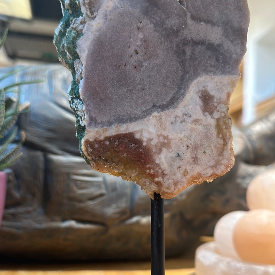 Pink Amethyst Slab on Custom Stand - #44