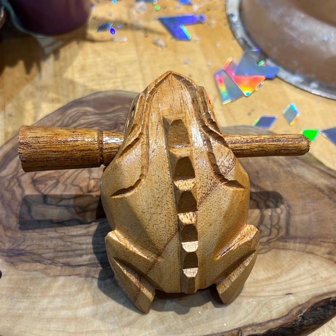 Hand Carved Musical  Frog