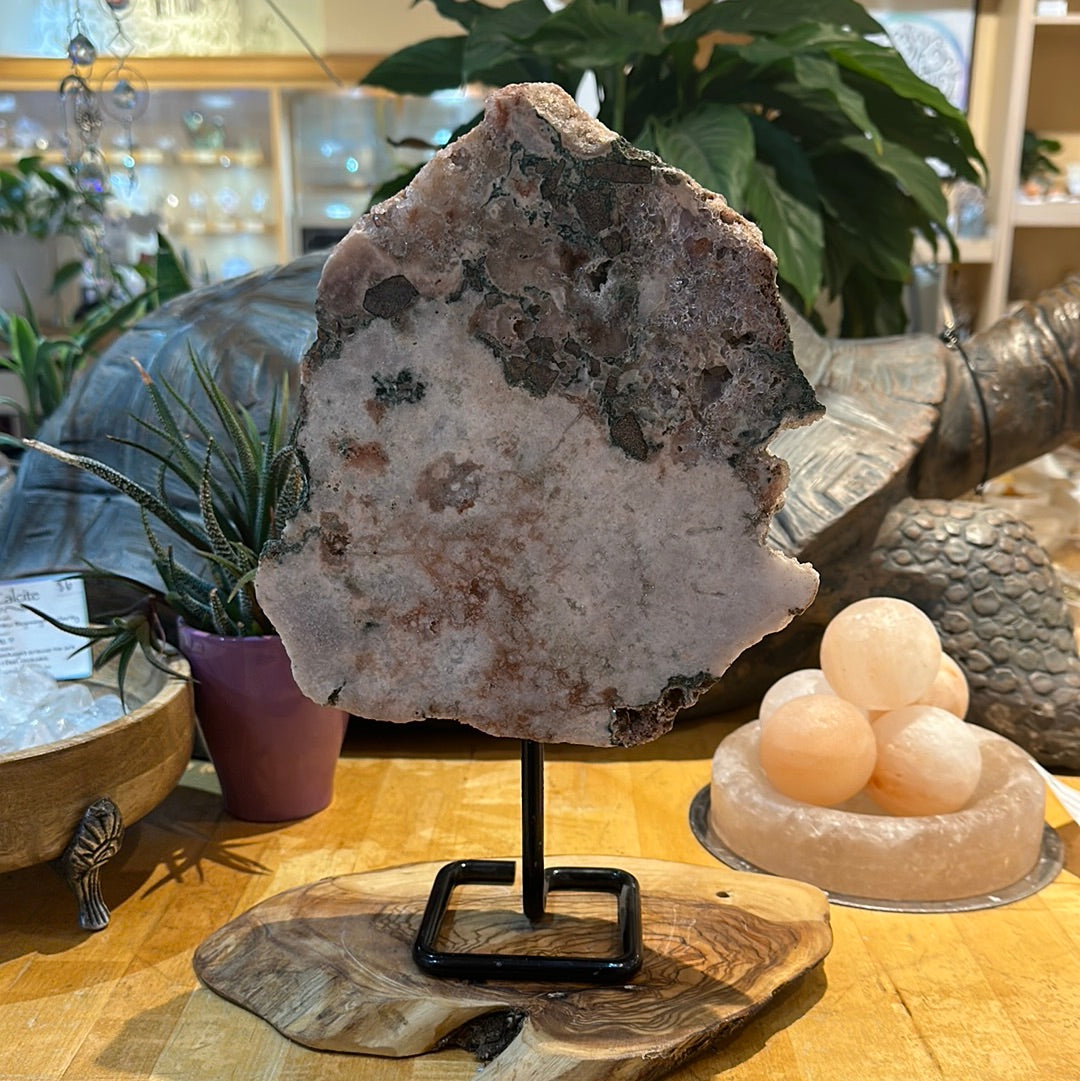 Pink Amethyst Slab on Custom Stand