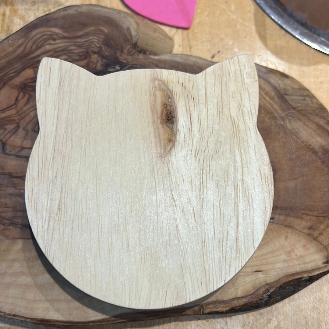 Wooden Cat Face Sphere Stand