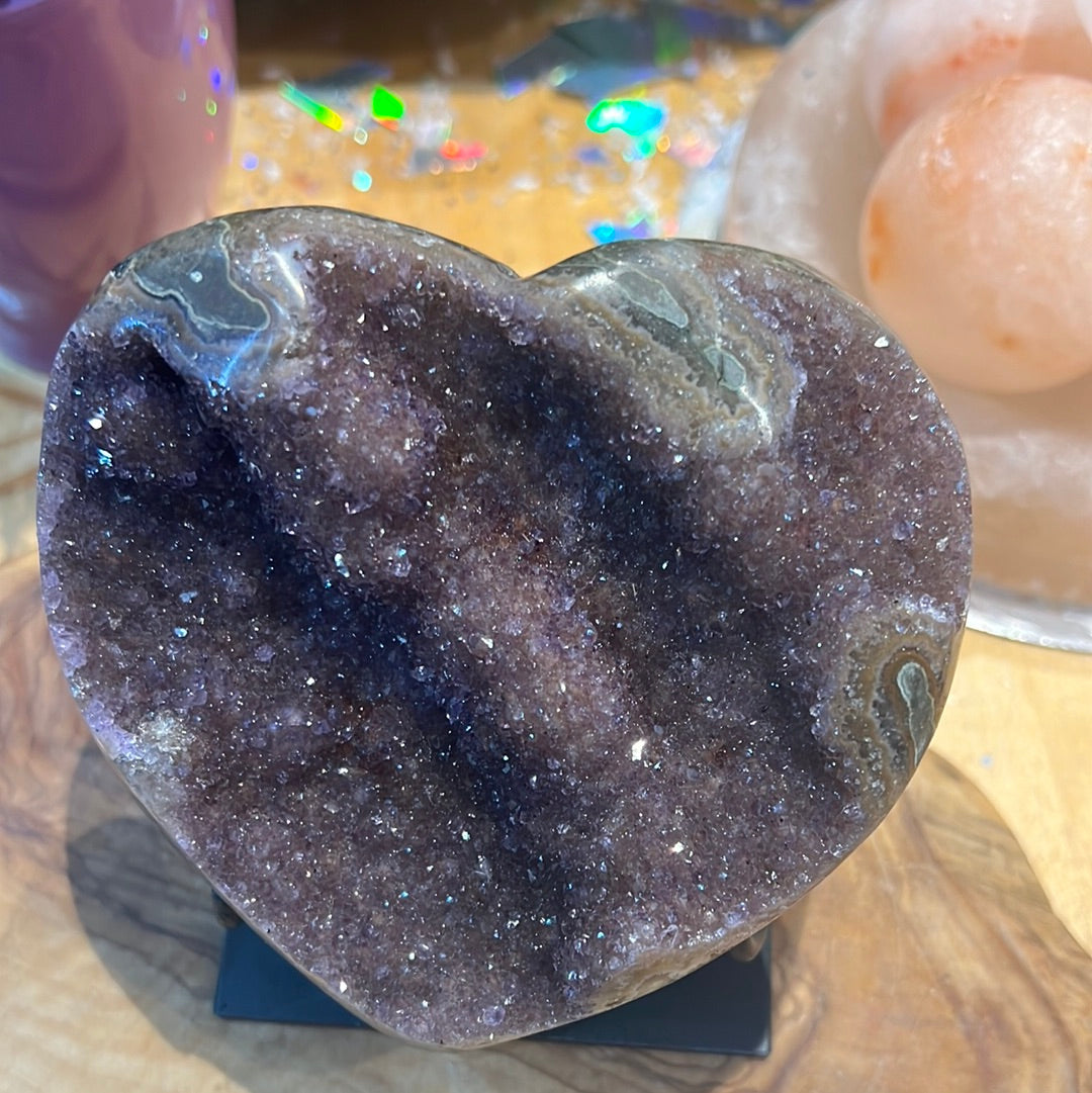 Amethyst Heart With Custom Stand