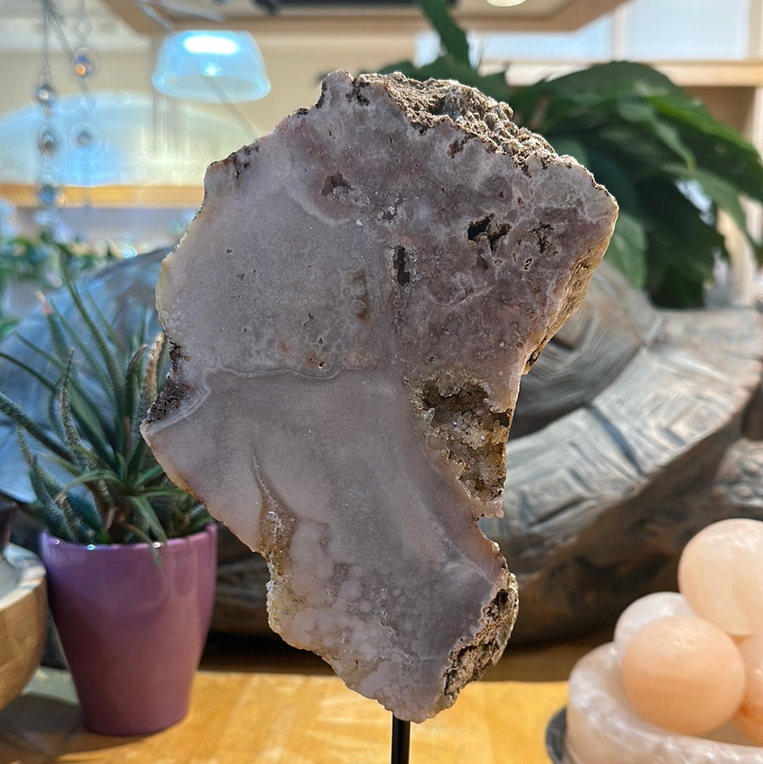 Pink Amethyst Slab on Custom Stand