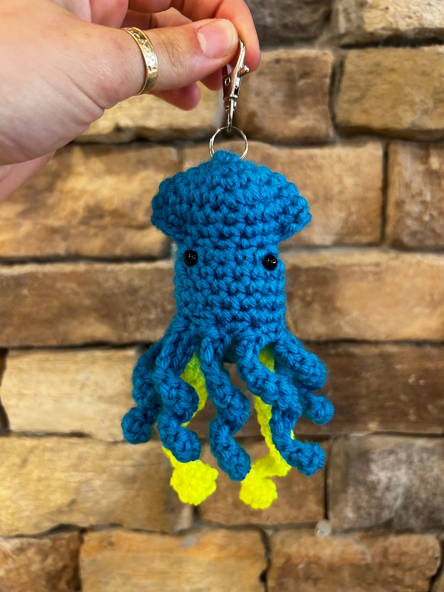Handmade Crochet Squid Keychain