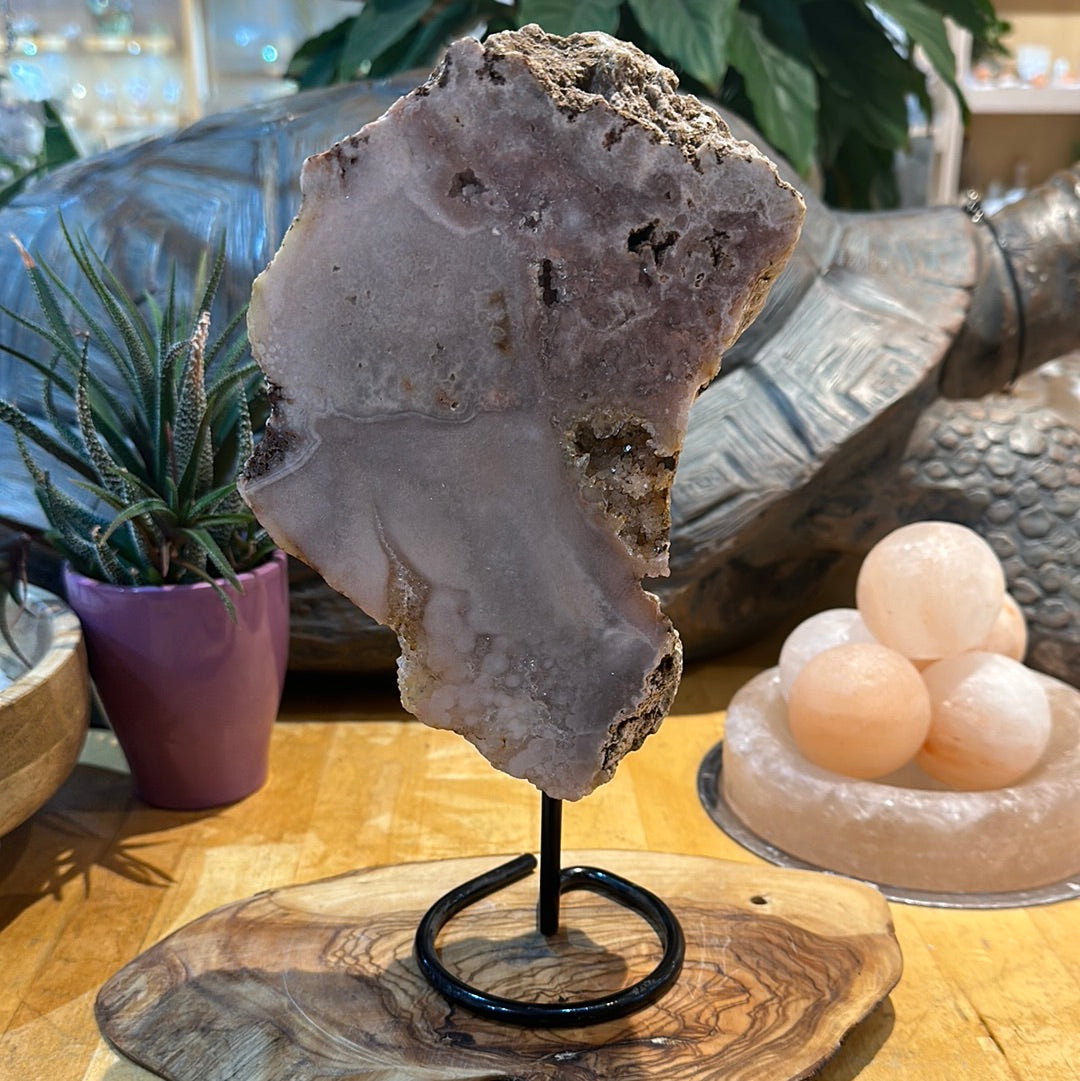 Pink Amethyst Slab on Custom Stand