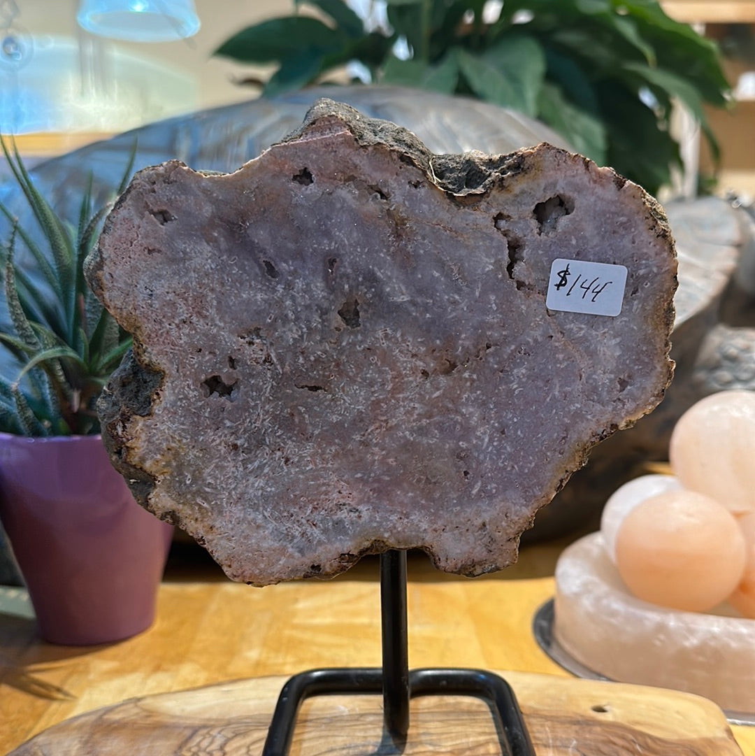 Pink Amethyst Slab on Custom Stand - #47