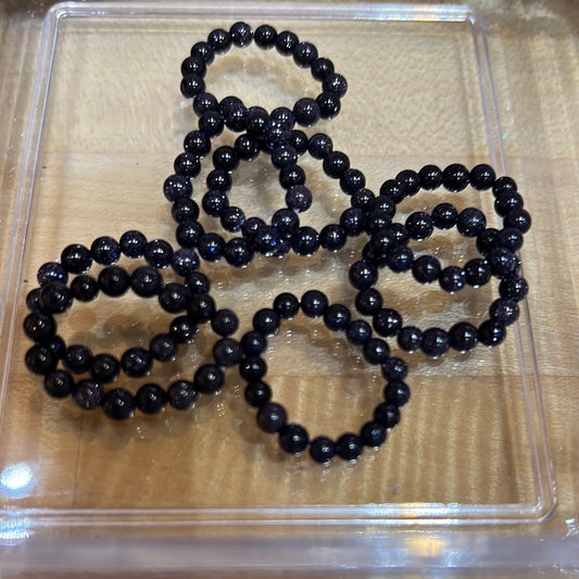 Blue Goldstone Beaded Ring