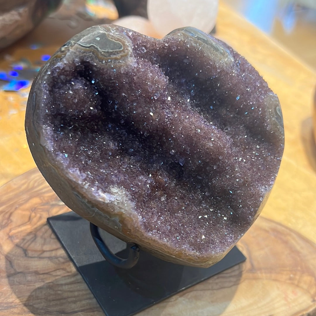 Amethyst Heart With Custom Stand