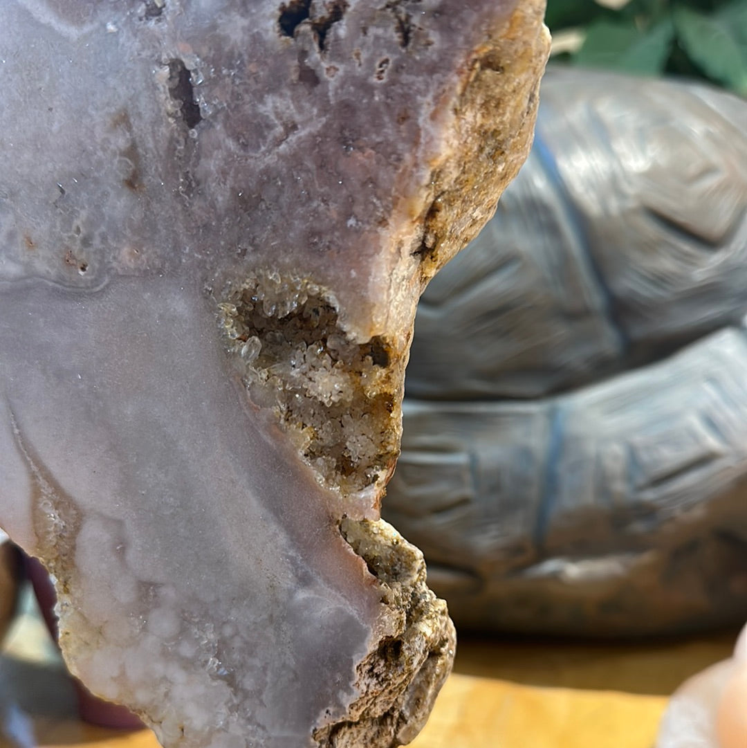 Pink Amethyst Slab on Custom Stand
