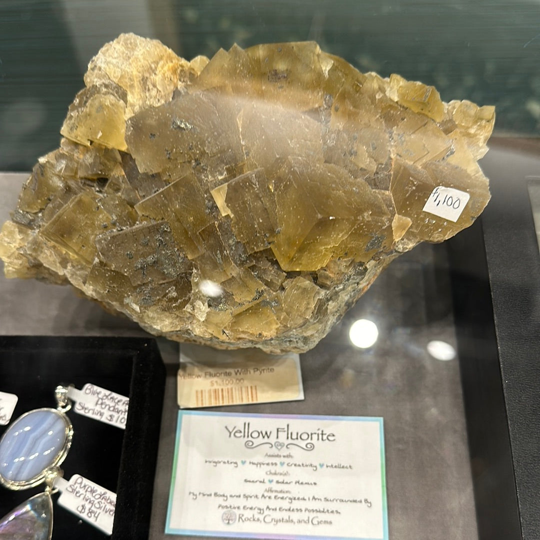 Yellow Fluorite With Pyrite