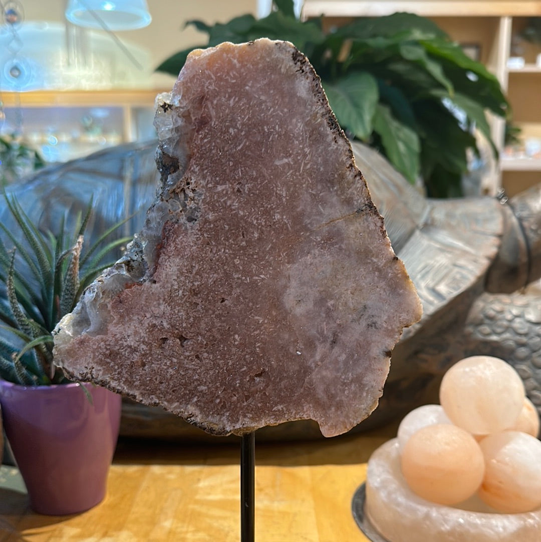 Pink Amethyst Slab on Custom Stand - #28