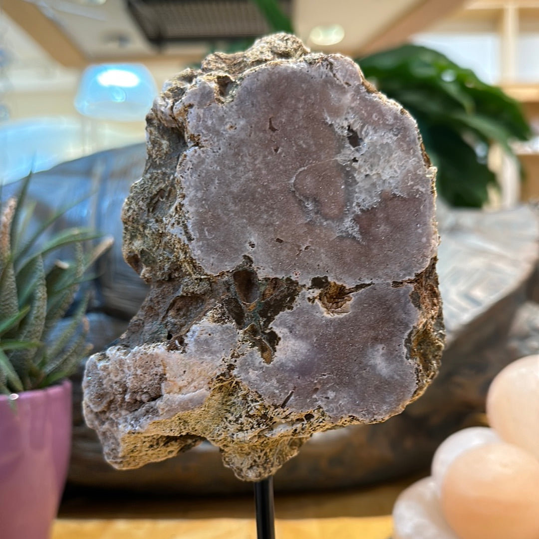 Pink Amethyst Slab on Custom Stand Display