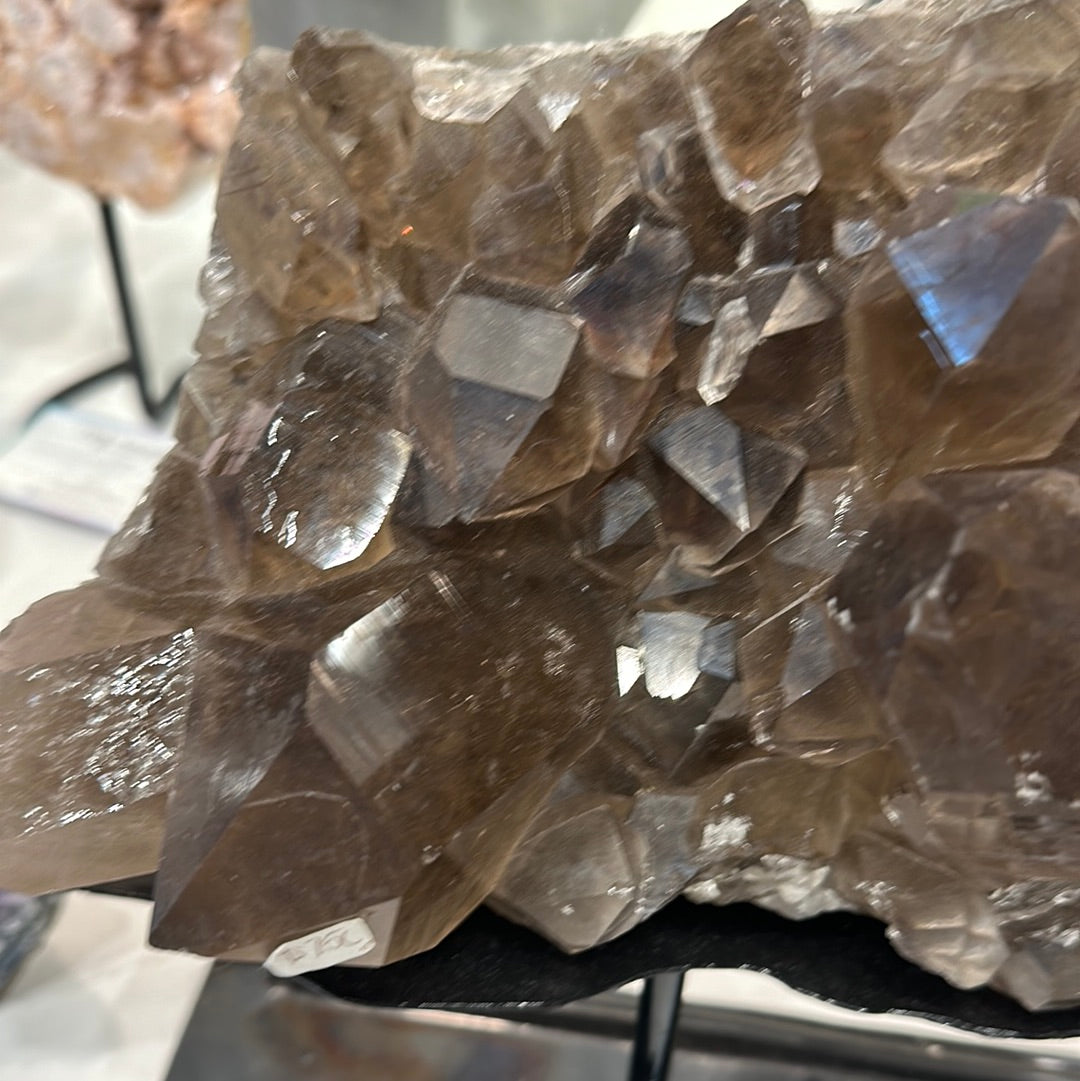 Smoky Quartz Cluster on Custom Stand