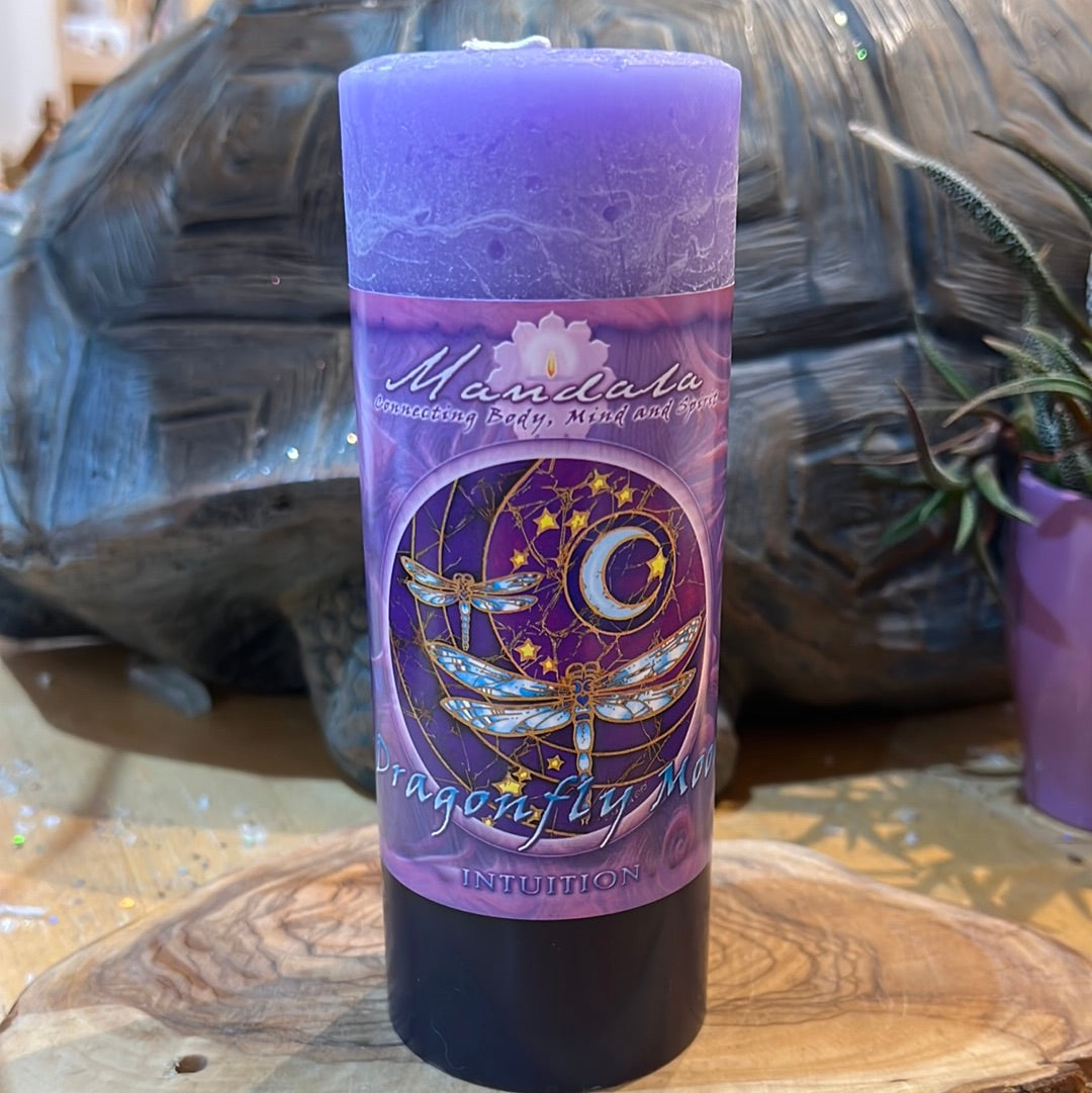 CJ~Mandala Dragonfly Moon Intuition Candle