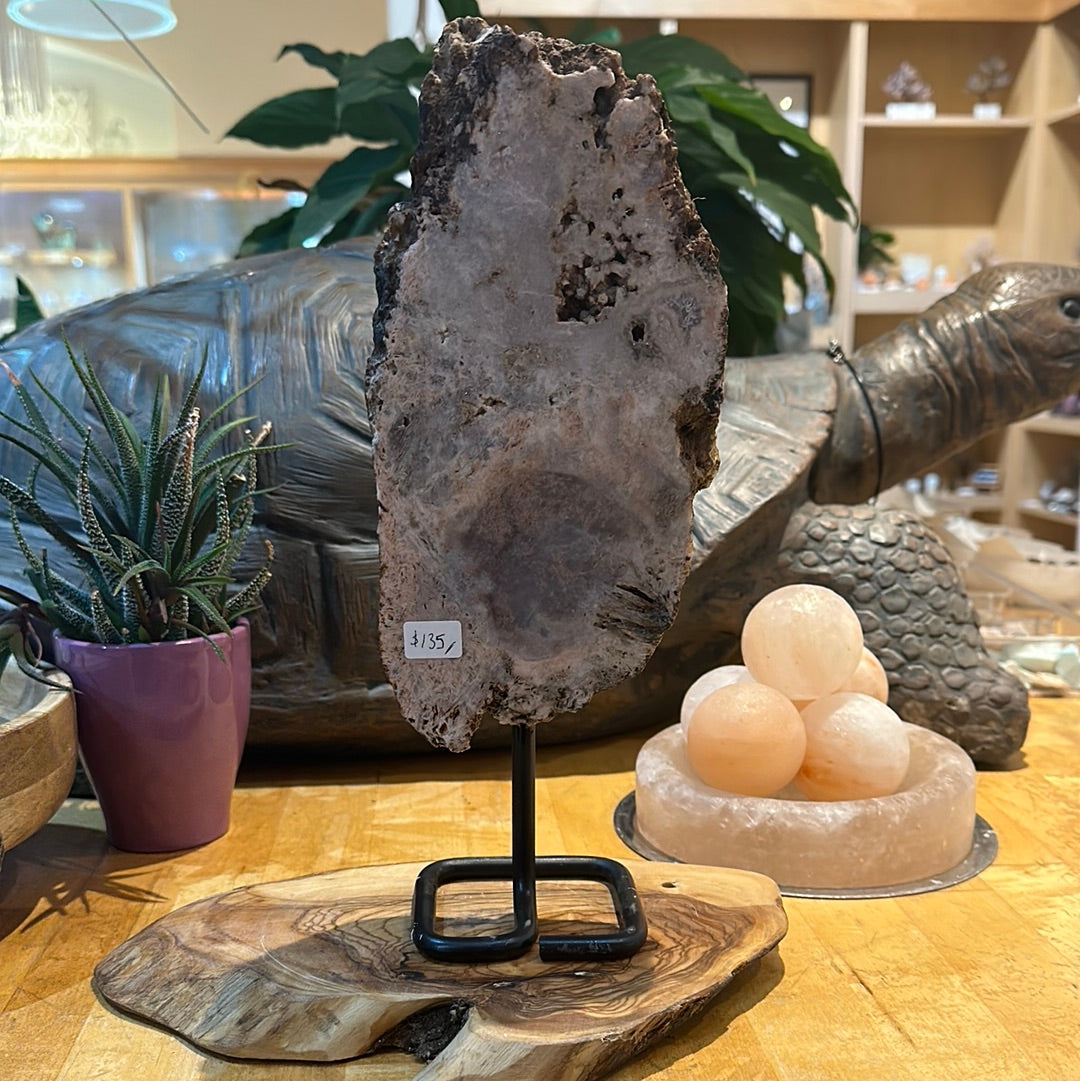 Pink Amethyst Slab on Custom Stand Display - #42