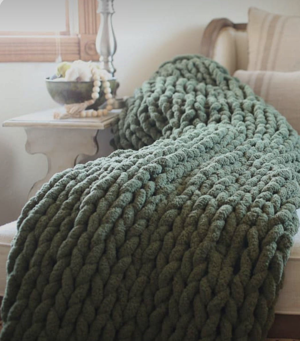 Chunky Hand Knit Blanket Class February 22nd  6:30-8pm