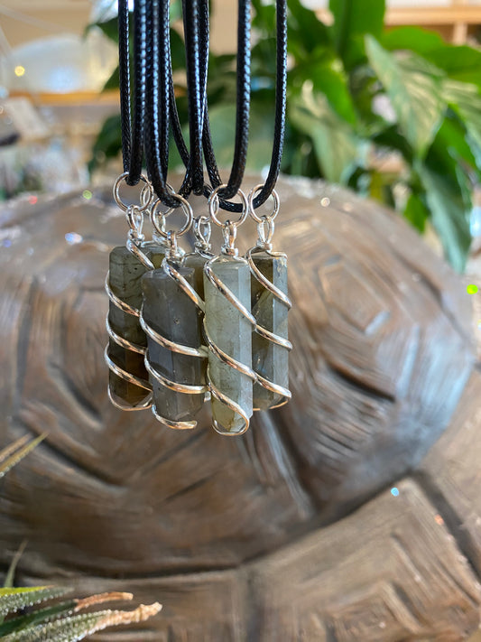 Labradorite Spiral Wire Wrapped Pendant