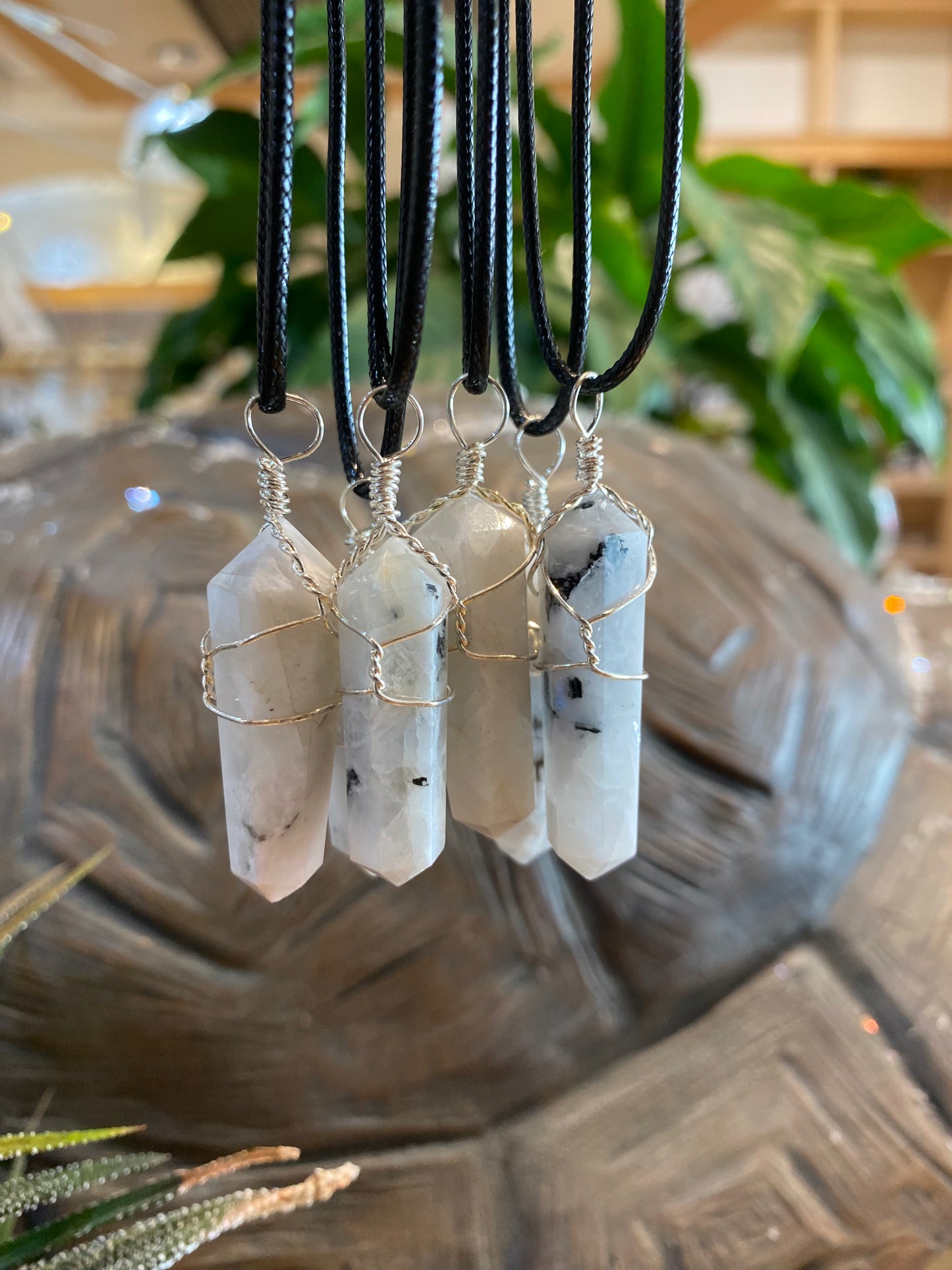 Rainbow Moonstone Wire Wrapped Pendant