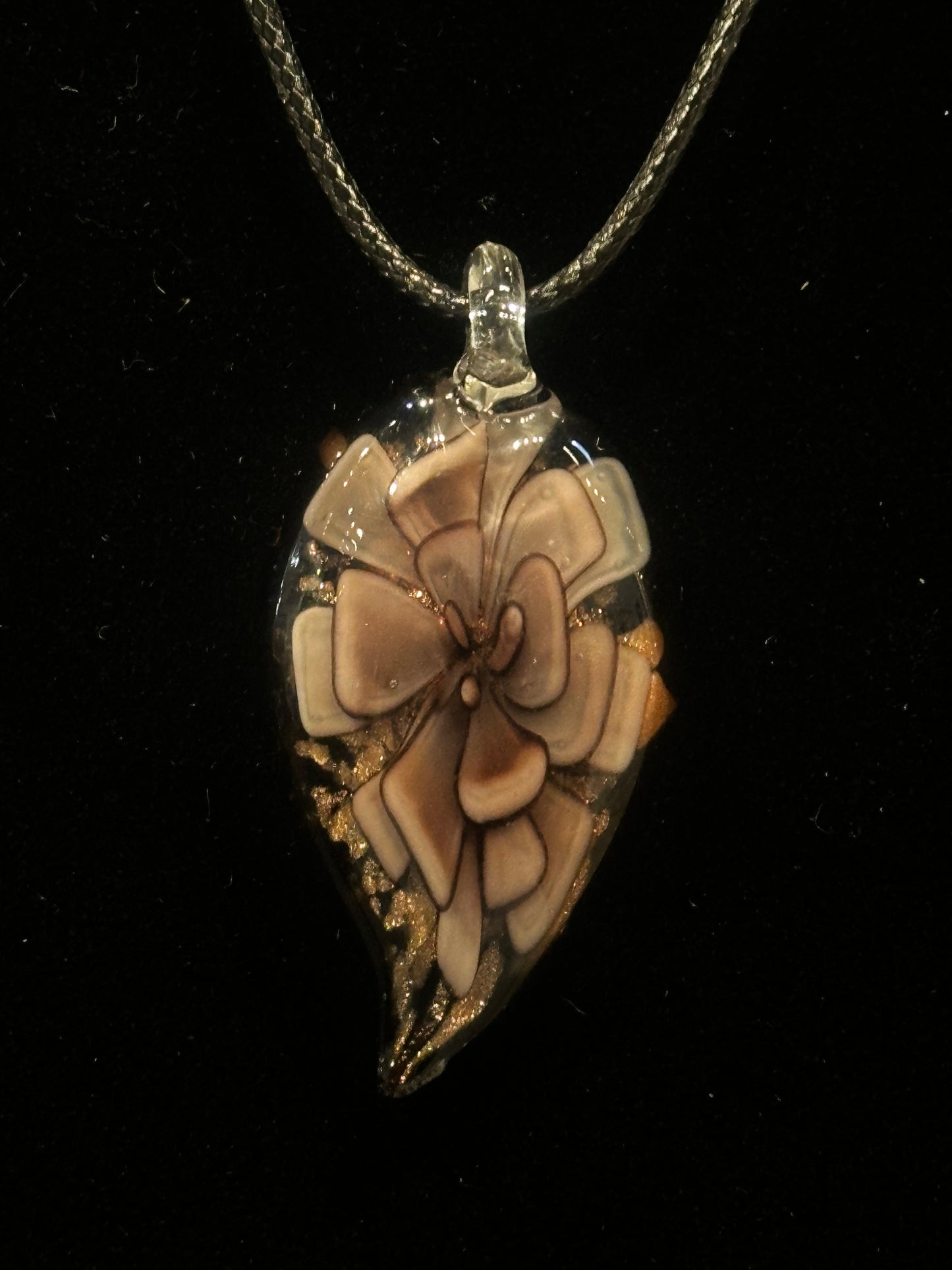 Shimmery Glass Art Pendant - Dusty Rose