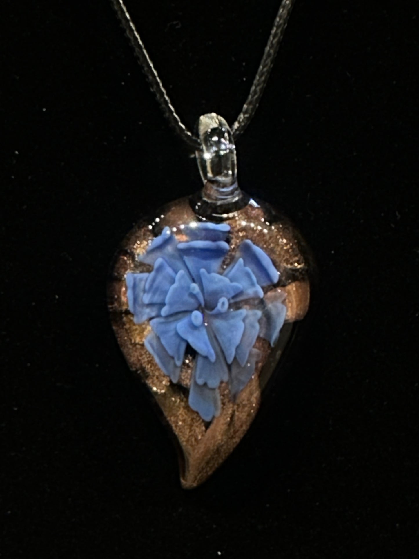 Shimmery Glass Art Pendant - Cornflower Blue
