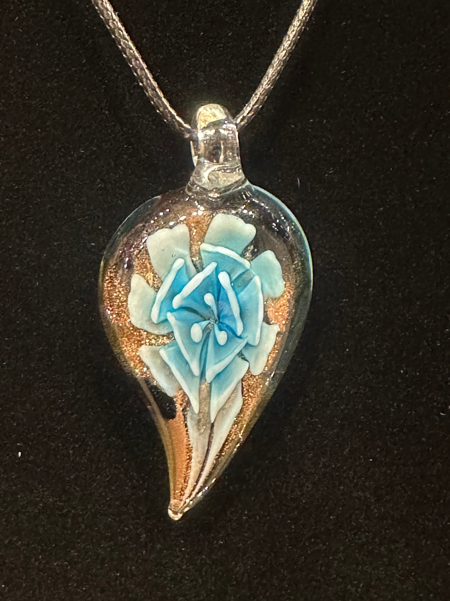 Shimmery Glass Art Pendant - Turquoise Blue