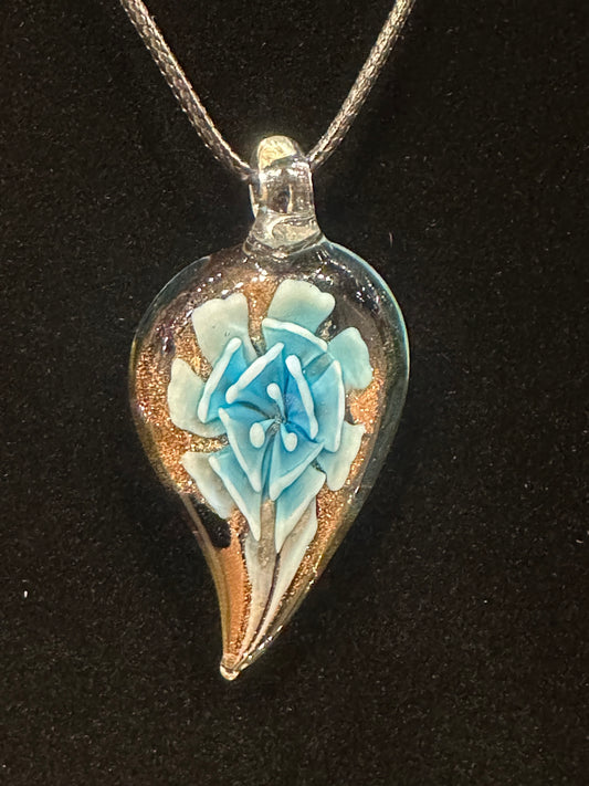 Shimmery Glass Art Pendant - Turquoise Blue