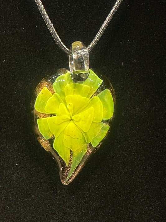 Shimmery Glass Art Pendant - Dandelion