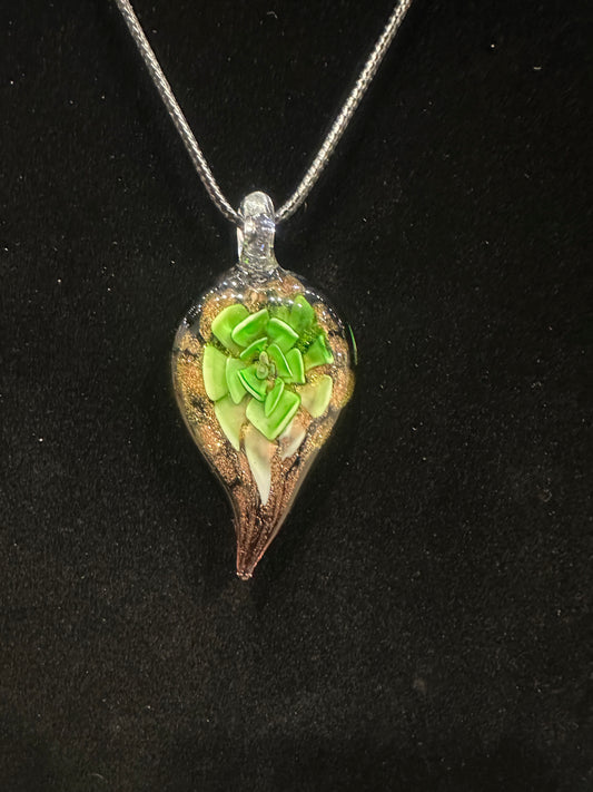 Shimmery Glass Art Pendant - Green