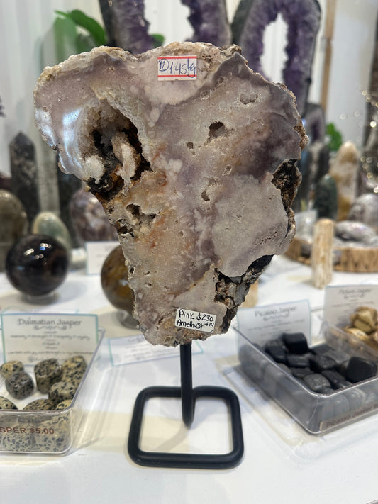Pink Amethyst on Custom Stand - #14