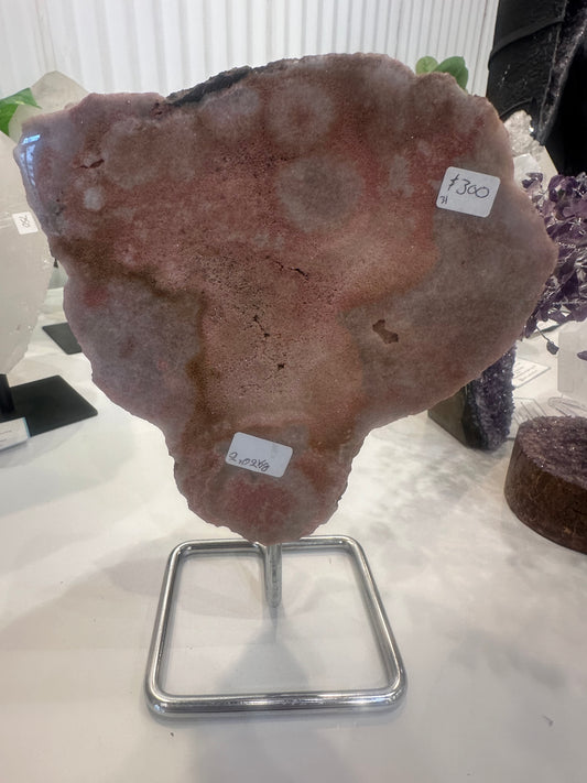 Pink Amethyst Slab on Custom Stand - #31