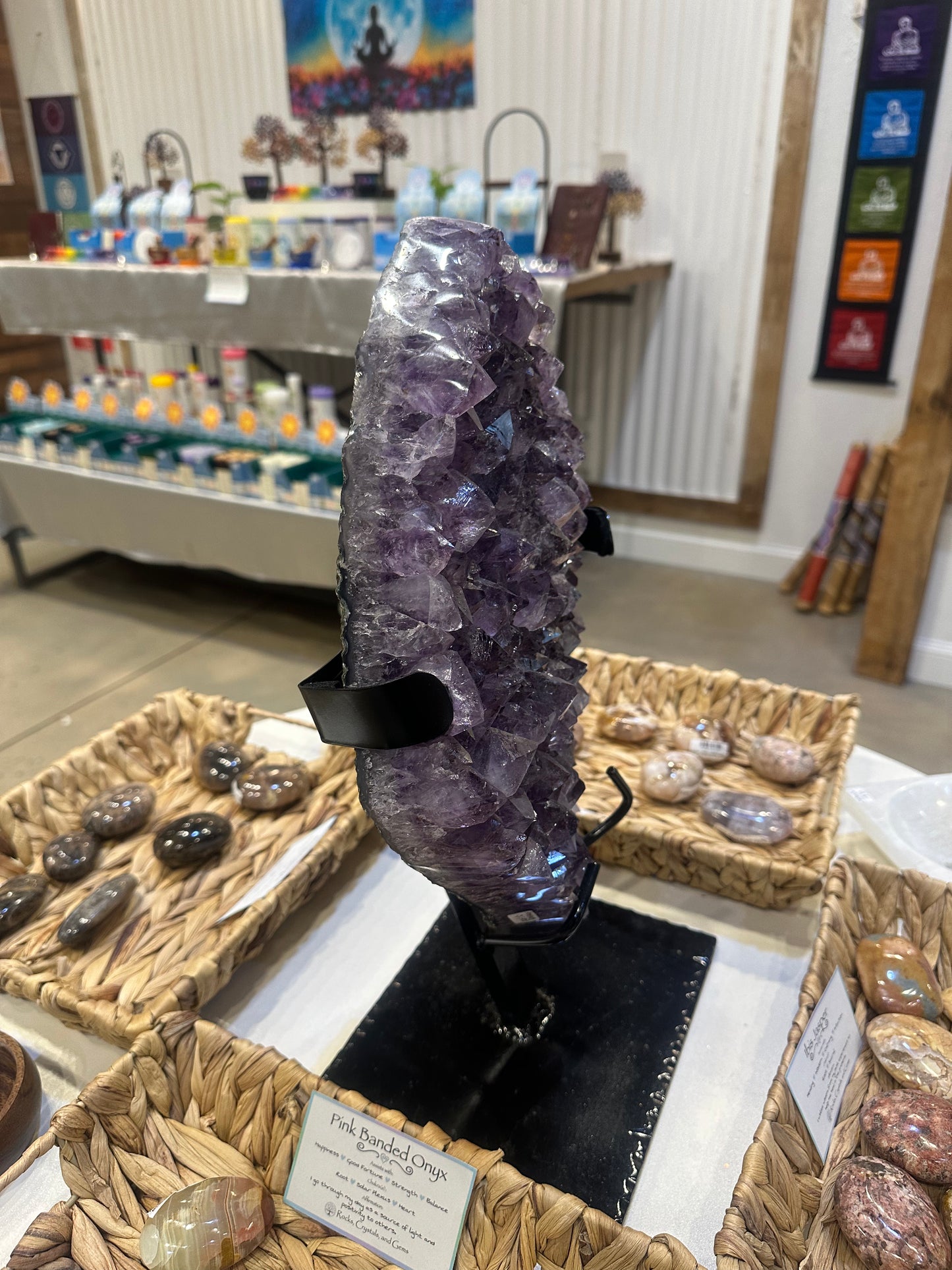 Large Amethyst Cluster With Custom Stand