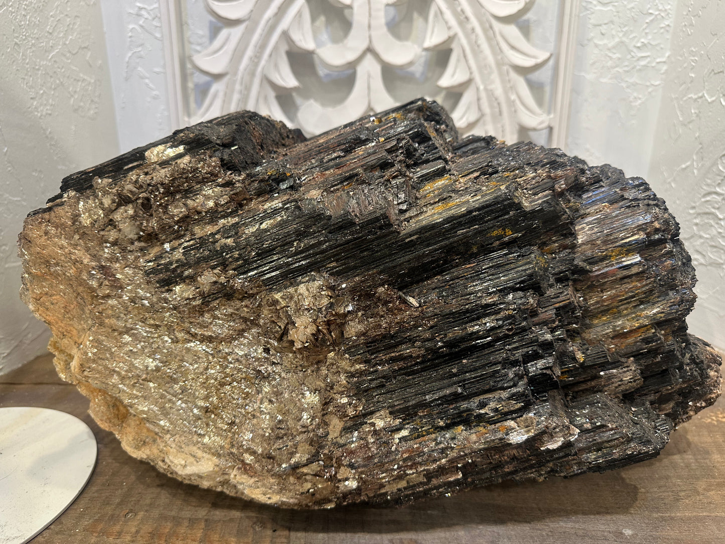 Large Black Tourmaline Chunk With Mica - Brazil