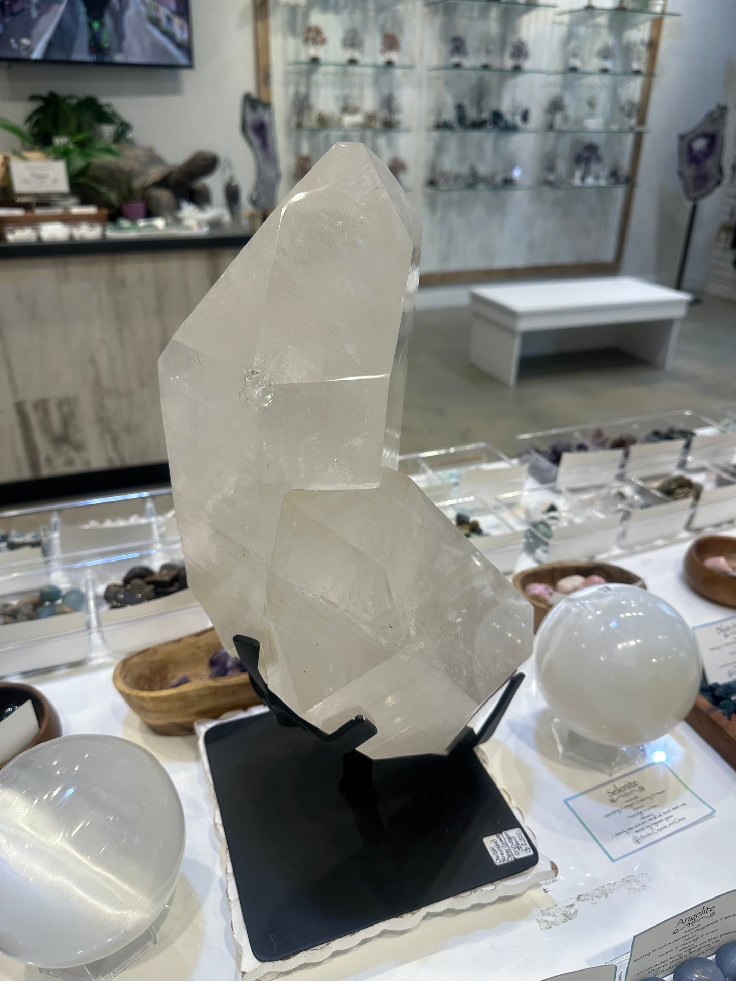 Twin Double Terminated Clear Quartz On Custom Stand From Brazil