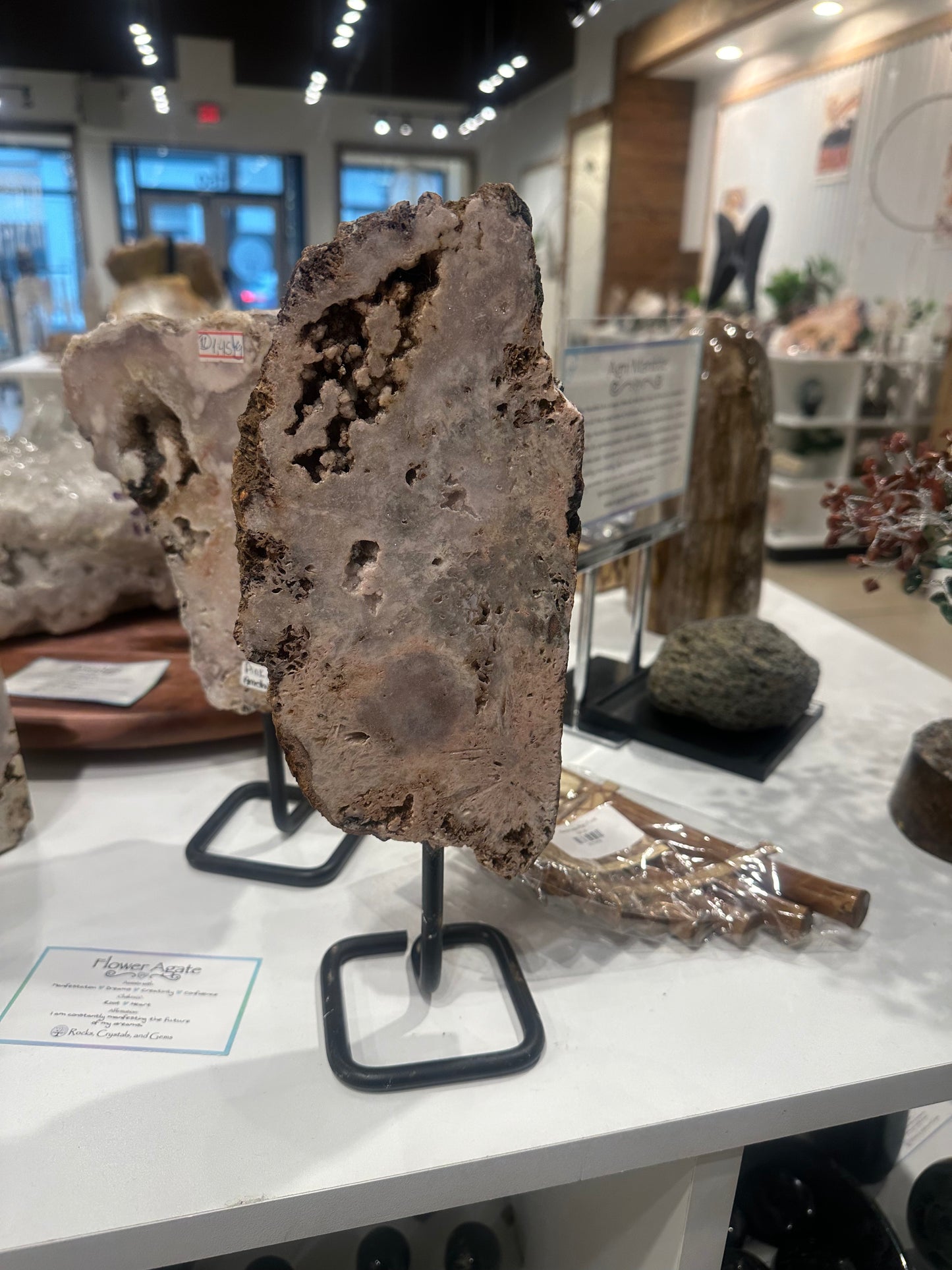 Pink Amethyst Slab on Custom Stand Display - #42