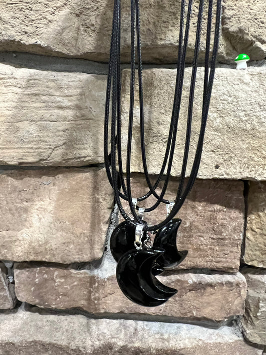Black Obsidian Moon Necklace