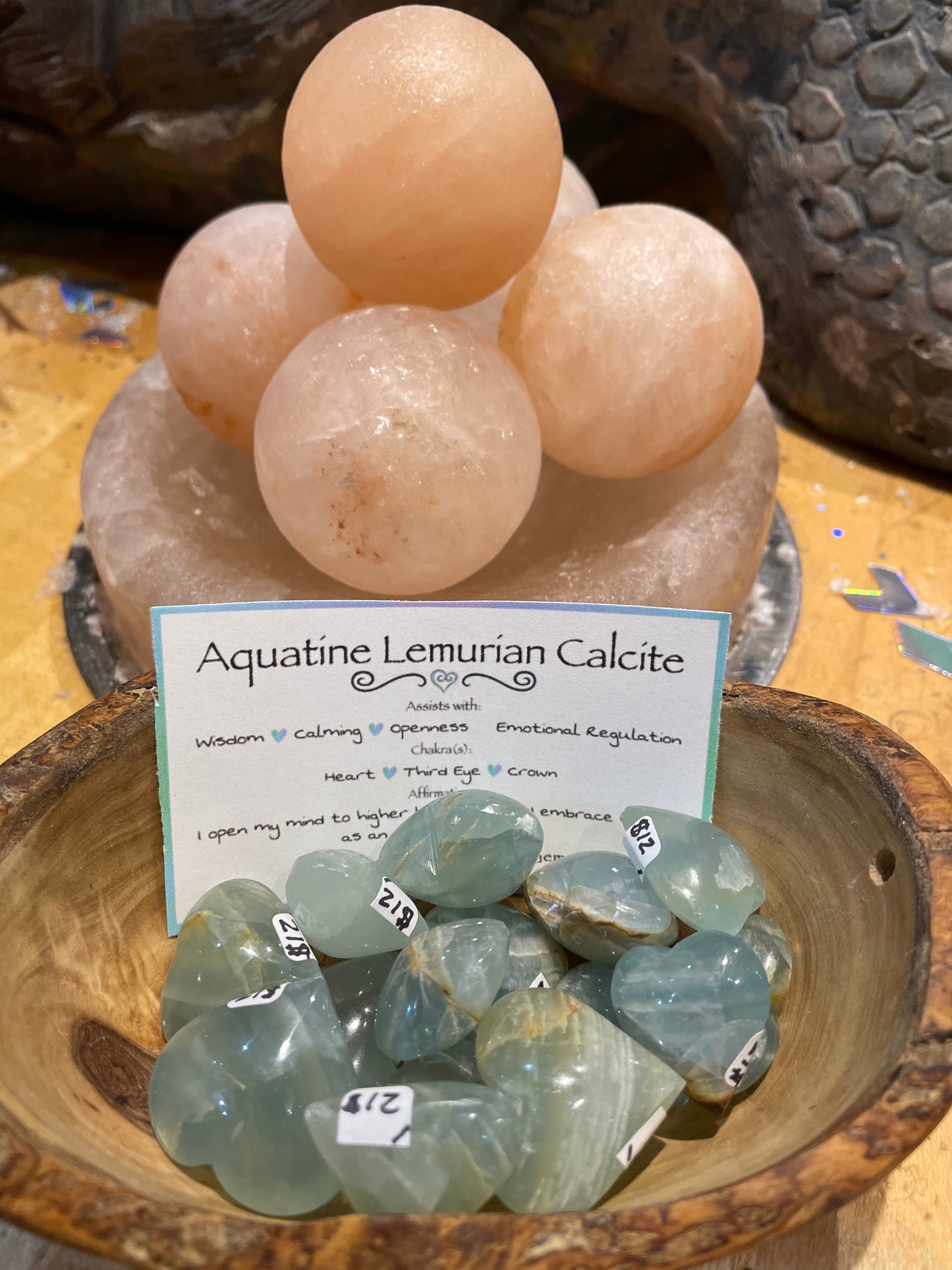 Aquatine Lemurian Calcite Mini Heart