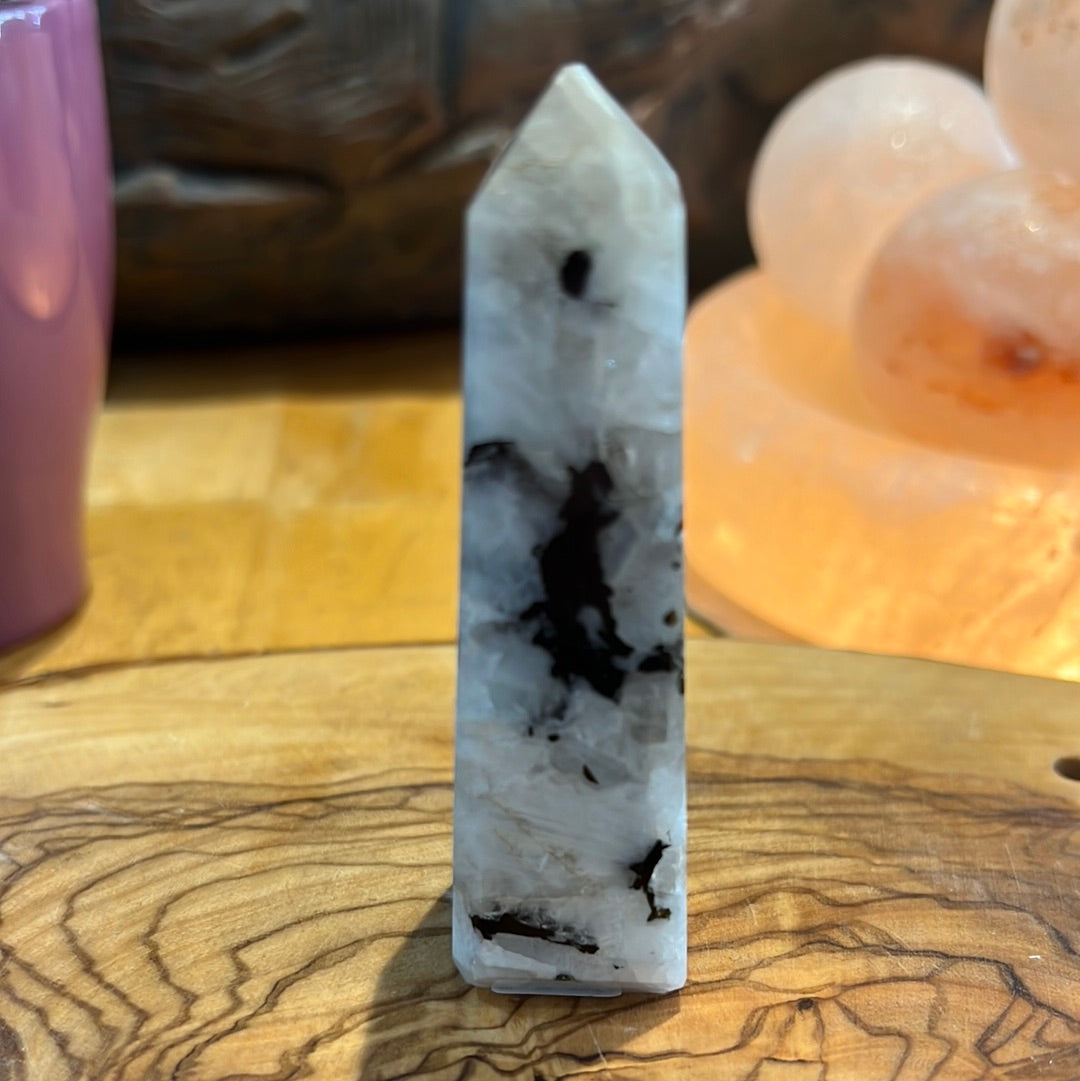 Rainbow Moonstone Tower With SmokyQuartz