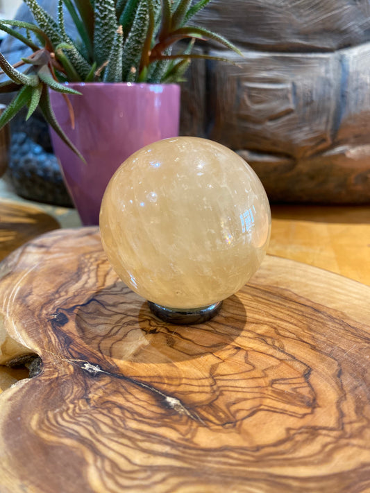 Honey Calcite Sphere