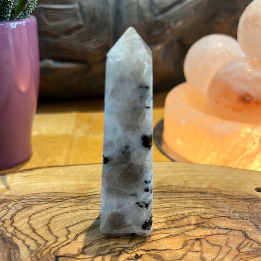 Rainbow Moonstone Tower With SmokyQuartz