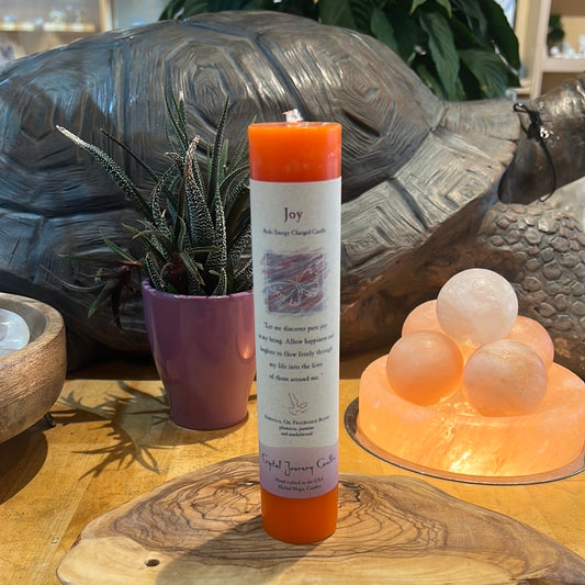 Joy - Crystal Journey Thin Pillar Candle