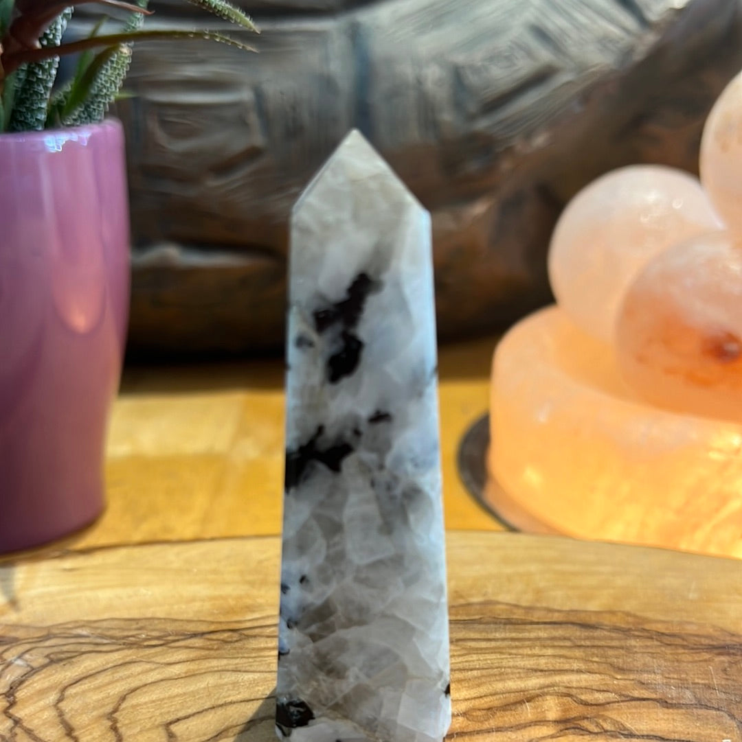 Rainbow Moonstone Tower With SmokyQuartz