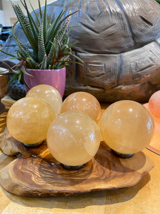 Honey Calcite Sphere