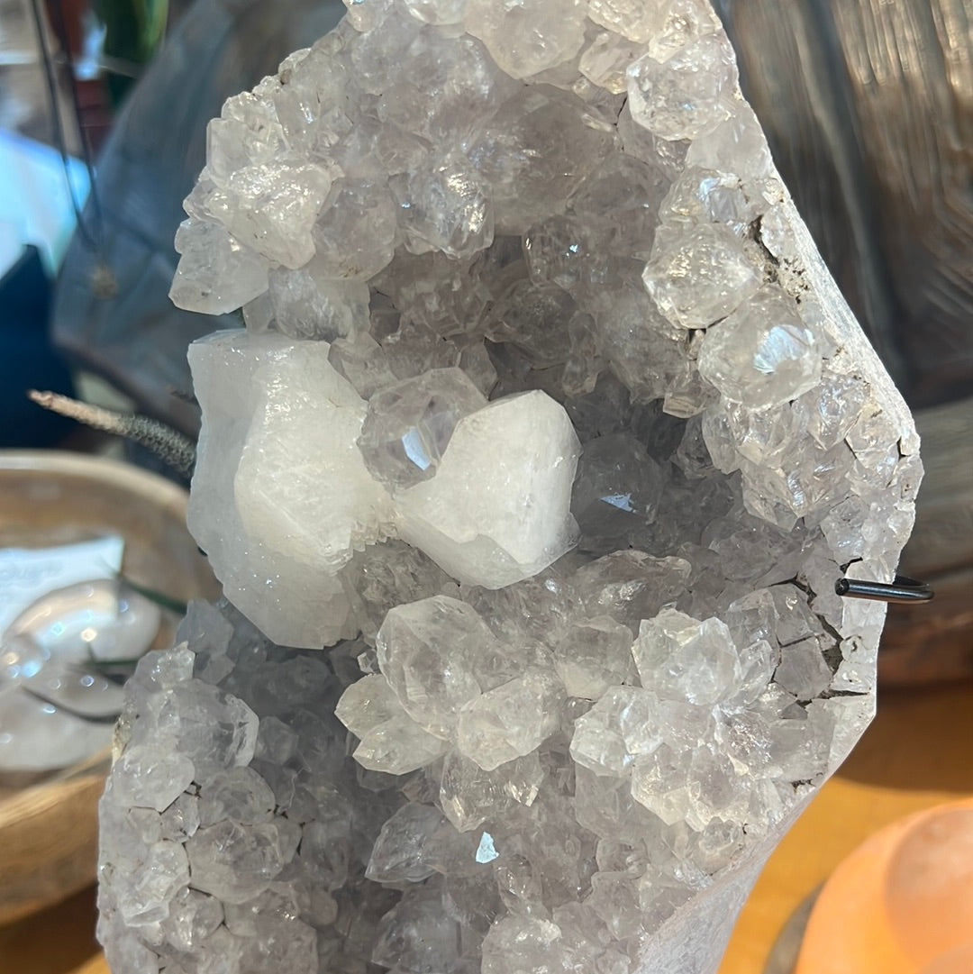 Apophyllite Cluster on Custom Stand