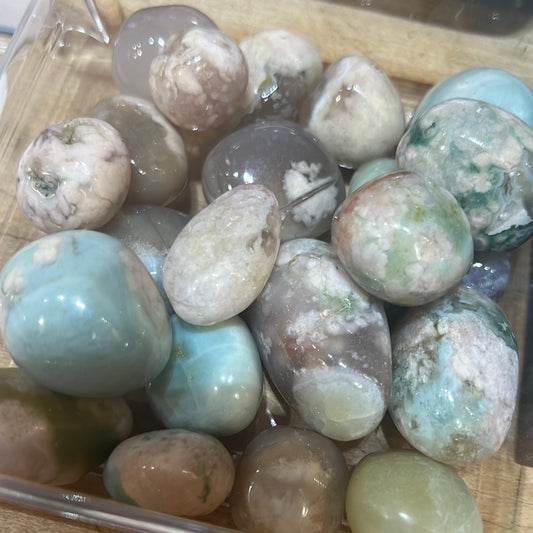 Green Flower Agate Tumble