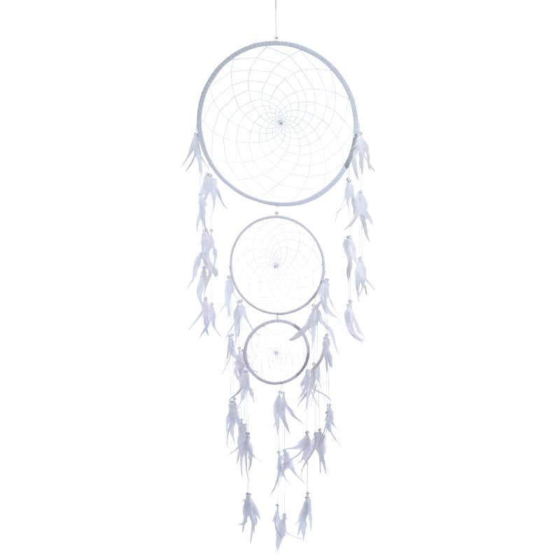 Large White Dreamcatcher With Clear Crystals